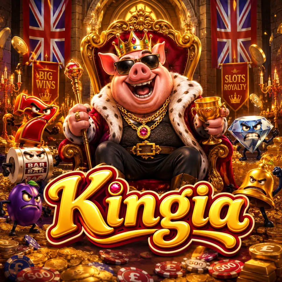 Kingia king on his throne surrounded by slot symbols